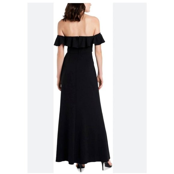 MSK Maxi Long Dress XL Black Flutter Off Shoulder Washable Wedding Cruise NWT - Picture 8 of 13